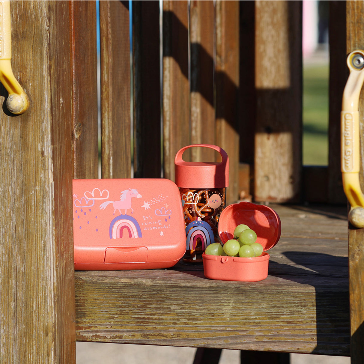 Koziol Organic Coral Red Lunch Box Med Separat Skål Candy L Dreams