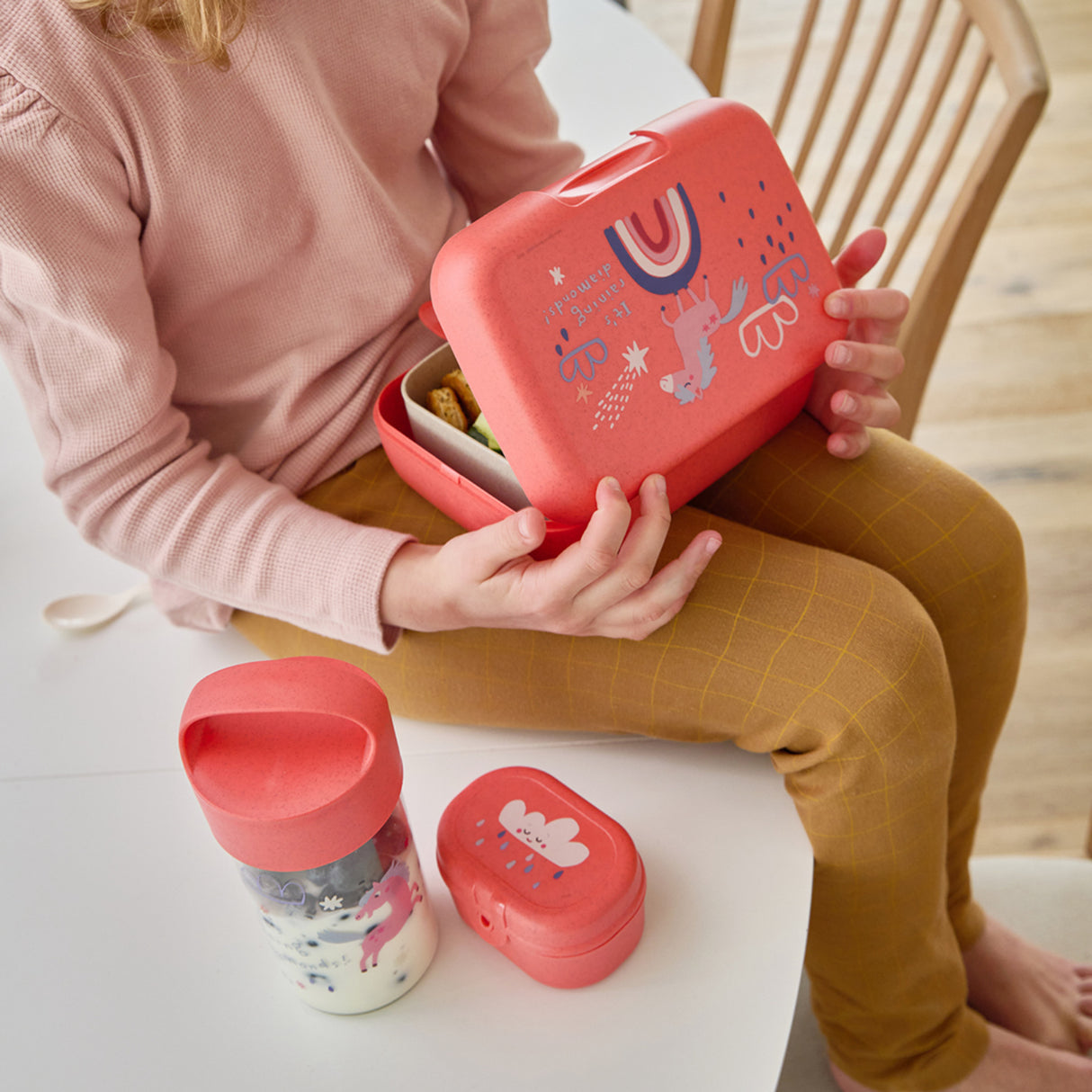 Koziol Organic Coral Red Lunch Box Med Separat Skål Candy L Dreams