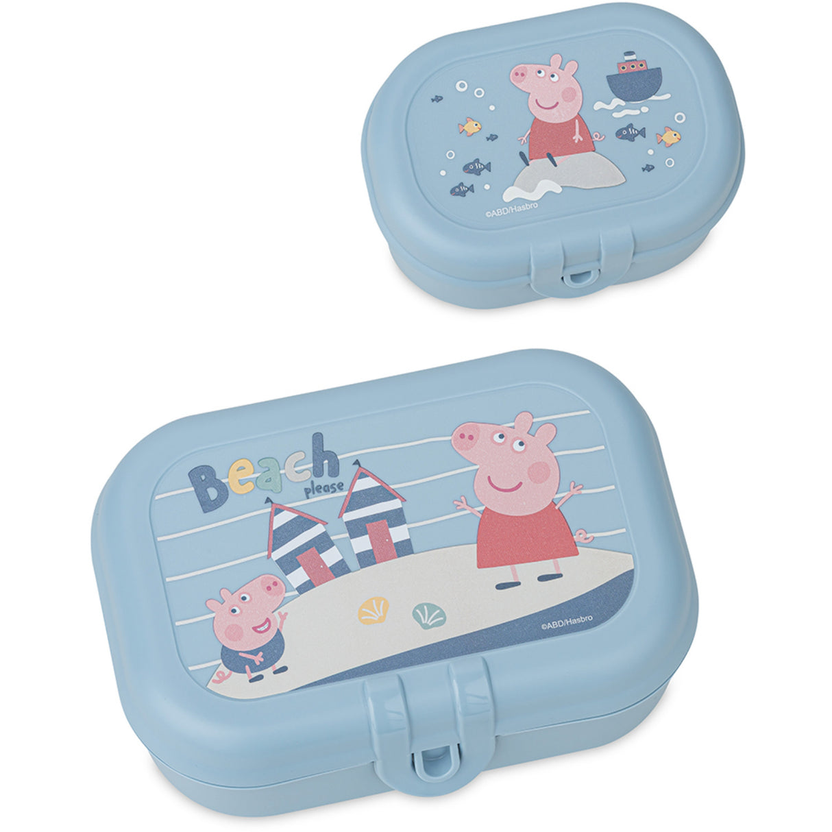 Koziol Powder Blue Lunch Box Sæt + Drikkedunk 200Ml Peppa Pig Waves To Go