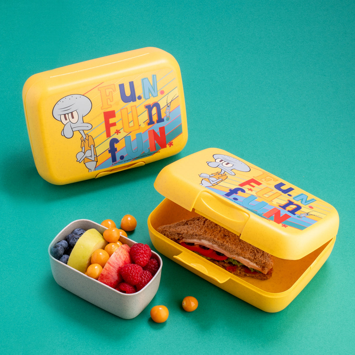 Koziol Organic Honey Yellow Lunch Box Med Separation Skål Candy L Spongebob Squidward