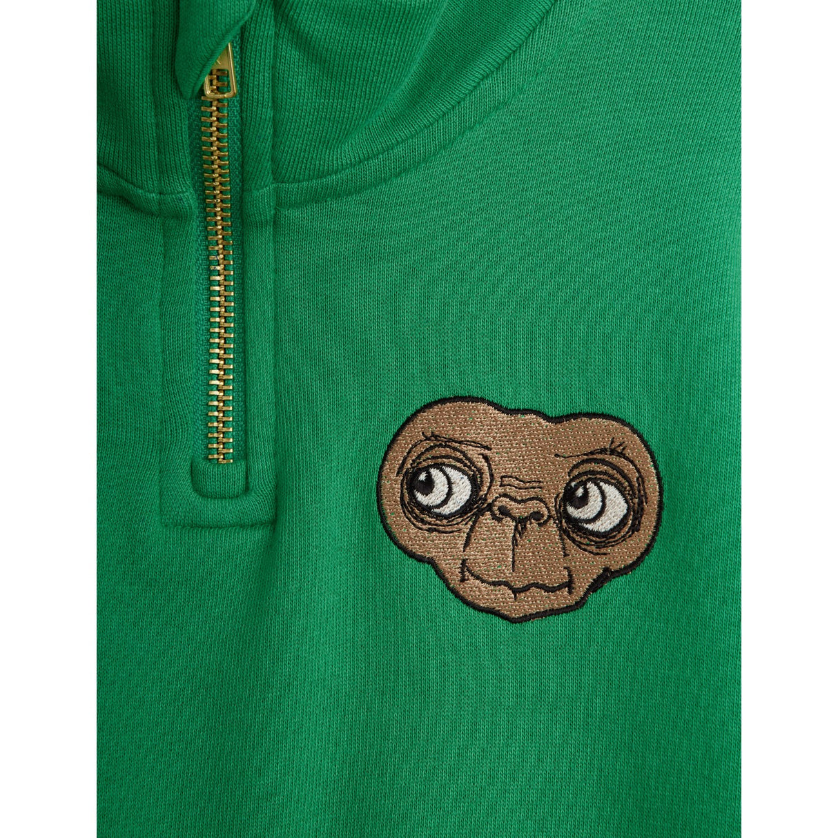Mini Rodini Green E.T Emb Halfzip Sweatshirt
