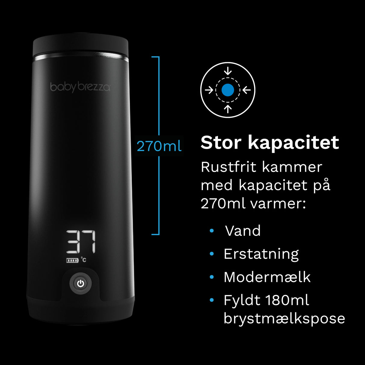 Baby Brezza Black Superfast Portable Flaskevarmer