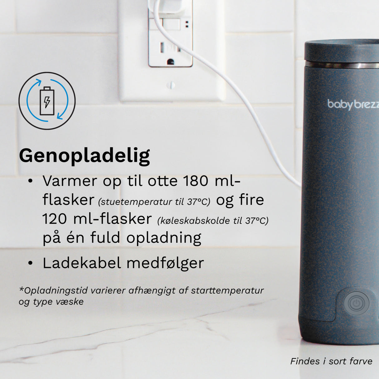 Baby Brezza Black Superfast Portable Flaskevarmer