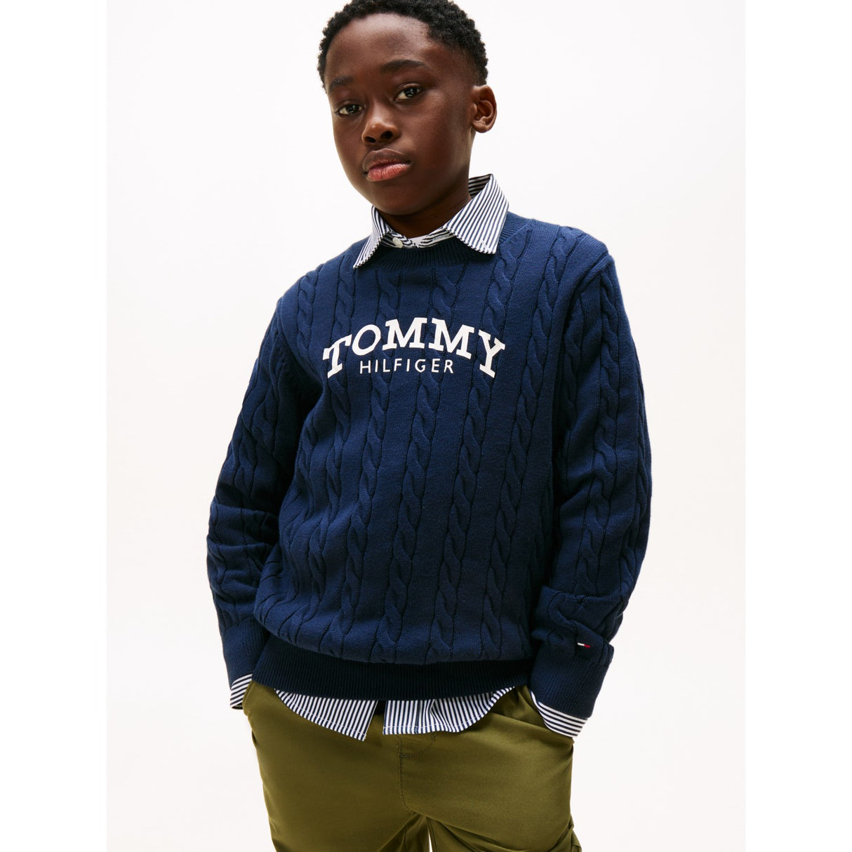 Tommy Hilfiger Dark Night Navy Graphic Cable Cn Sweater