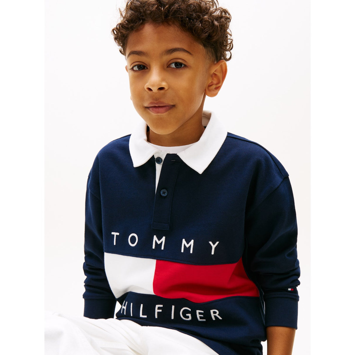 Tommy Hilfiger Dark Night Navy Heritage Flag Jersey Polo Ls