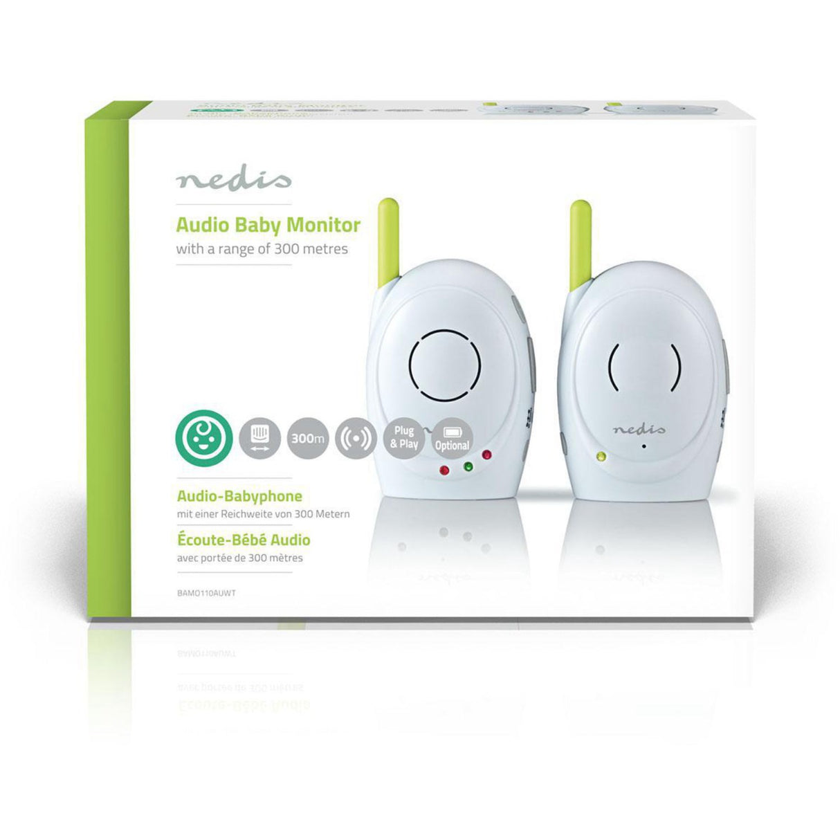 Nedis White/Green Wireless Babyalarm