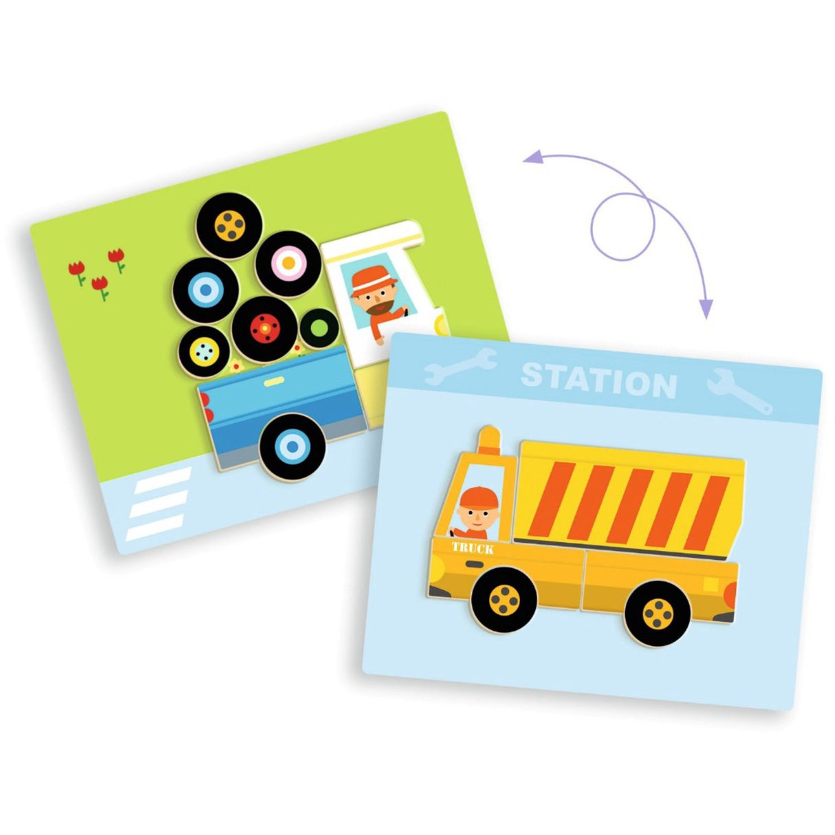 Djeco Inzebox Magnet Leg, Køretøjer