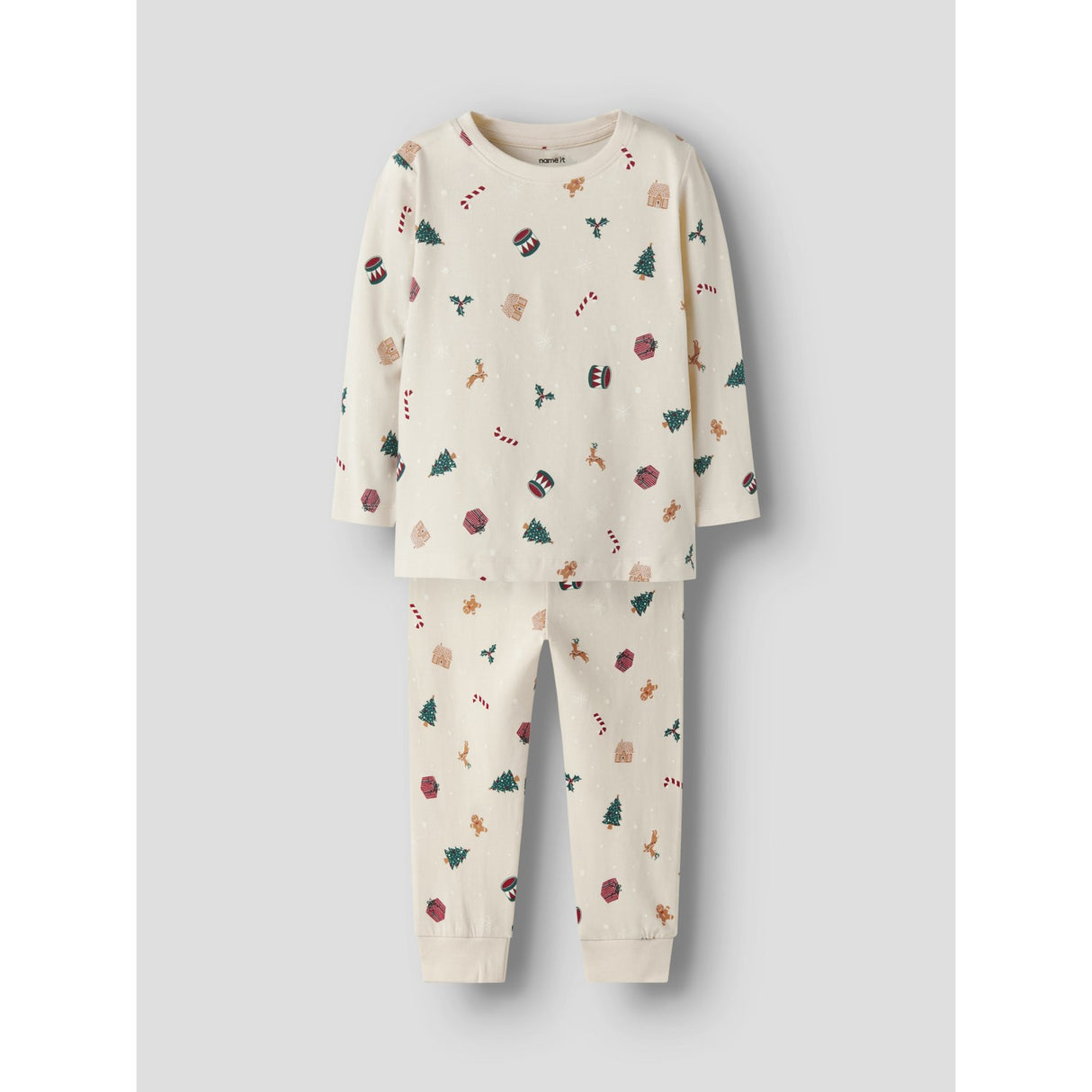 Name It Jule Nattøj sæt Whitecap Gray Xmas AOP