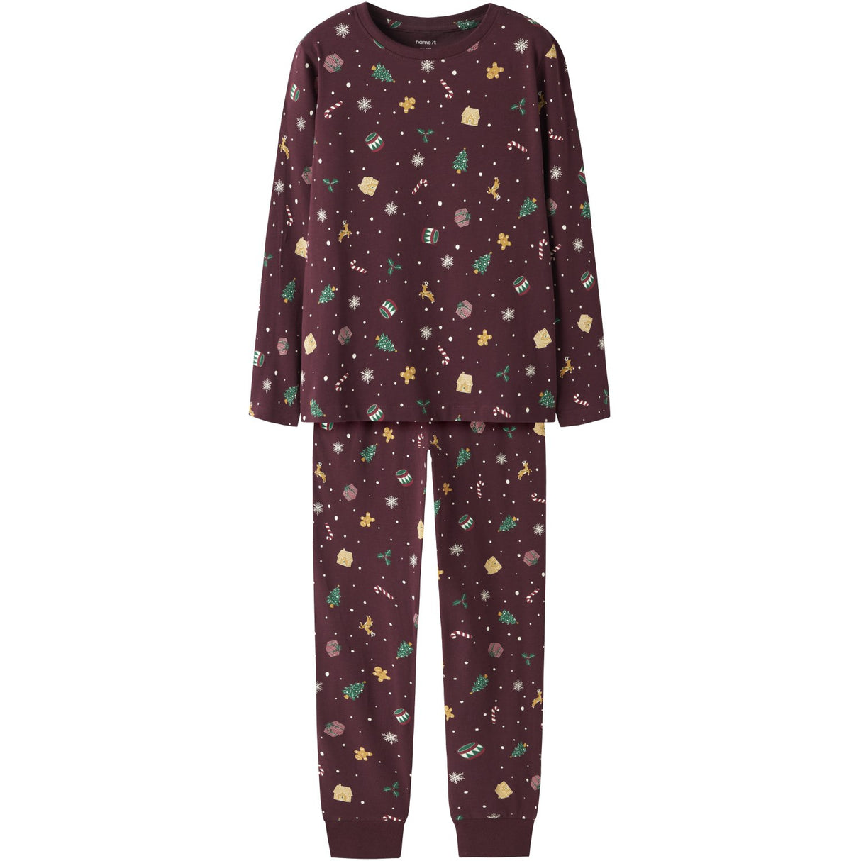 Name It Jule Natsæt Burgundy Xmas AOP