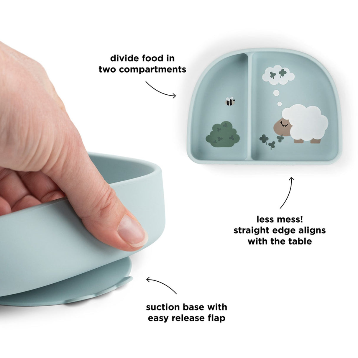 DonebyDeer Tiny Farm Blue Stick&Stay Inddelt Skål