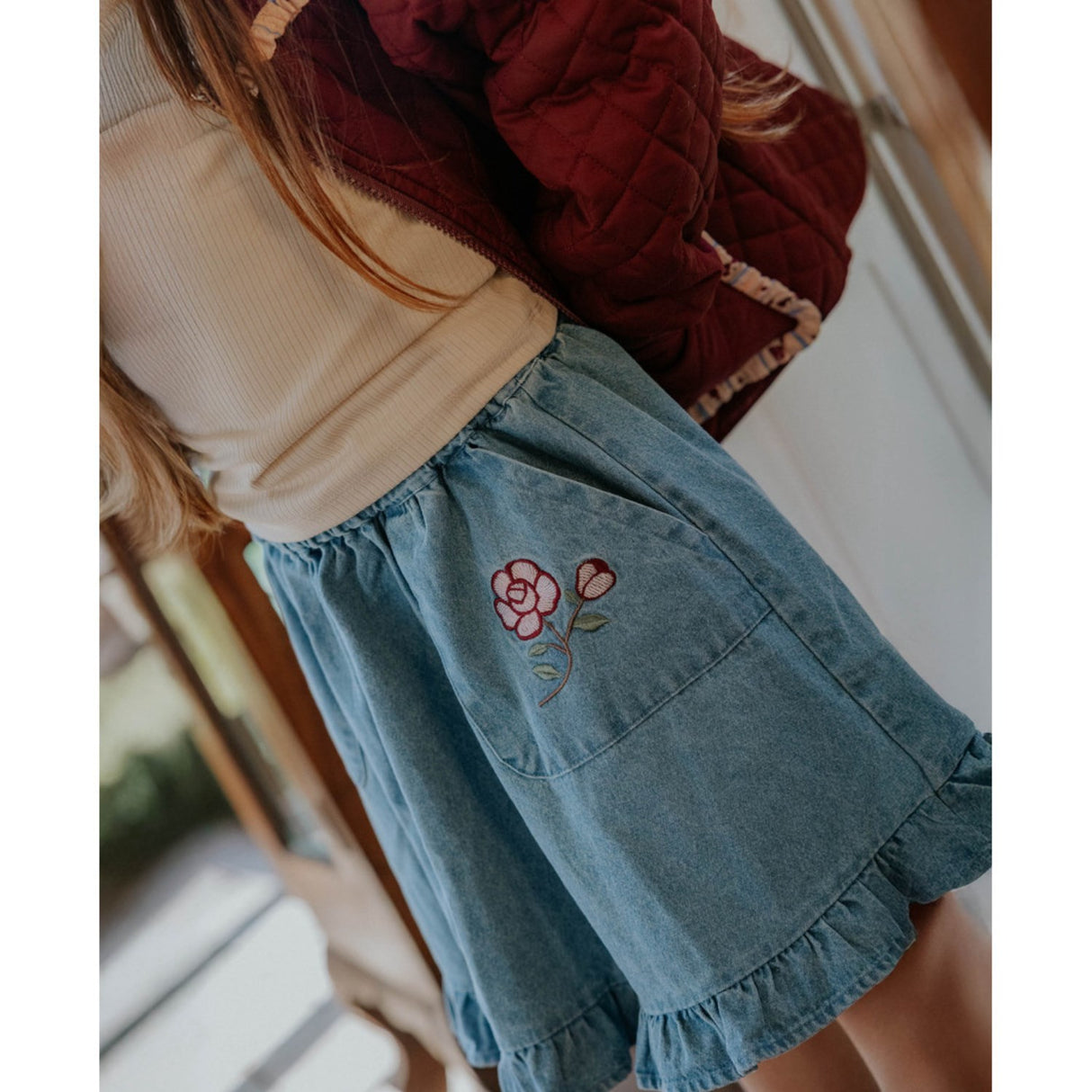 Fliink Medium Denim Blue Don Rose Nederdel