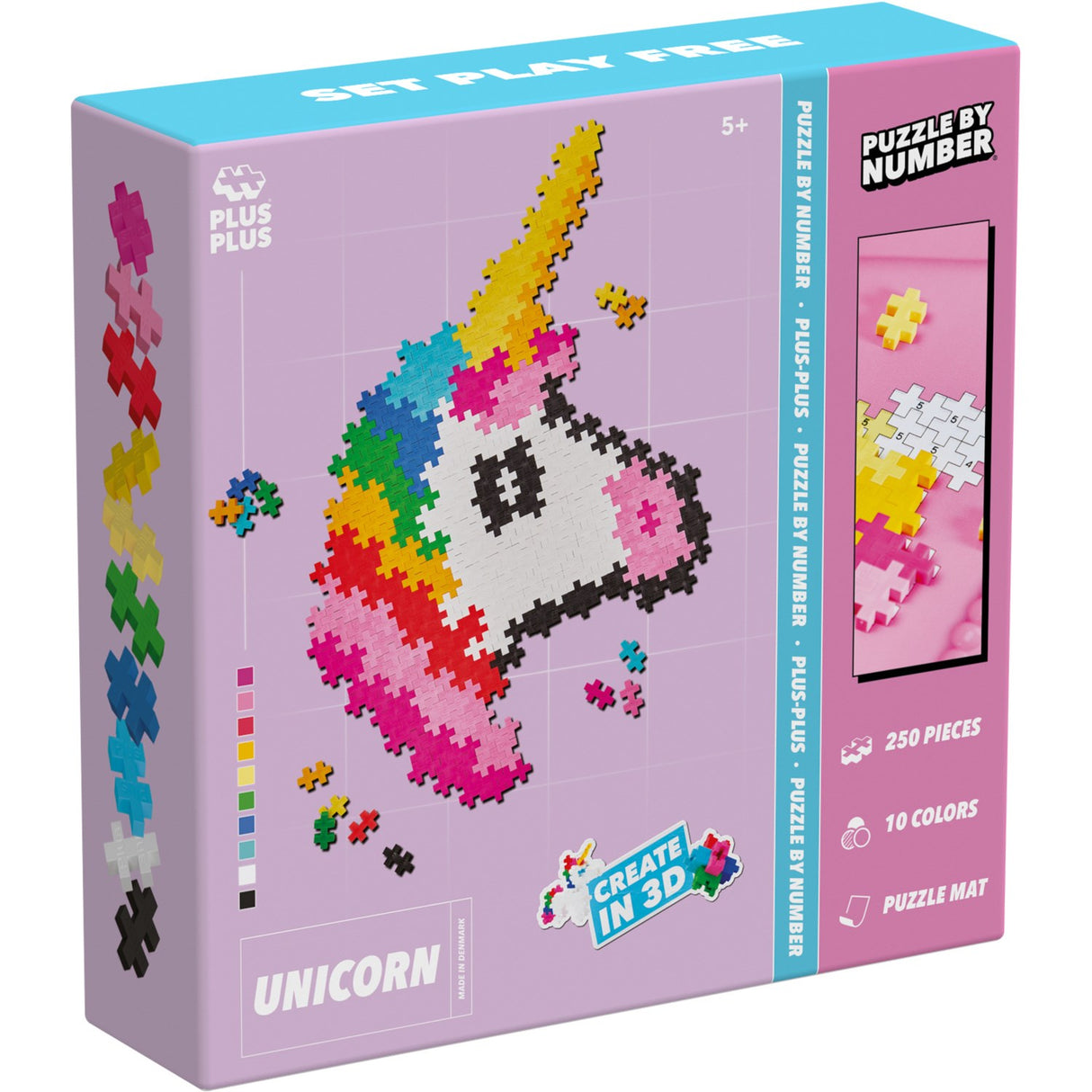 Plus-Plus Puslespil By Number Unicorn 250Pcs