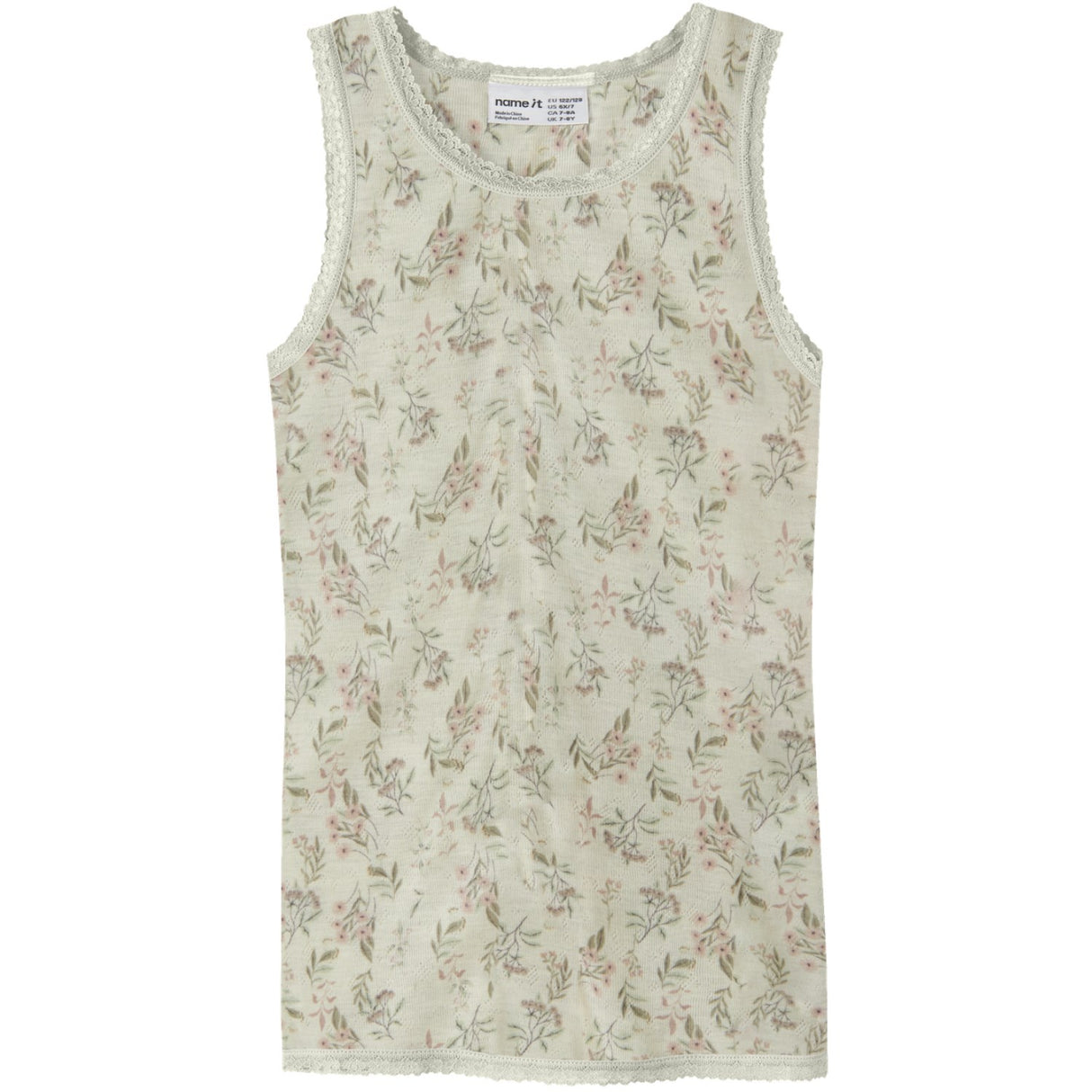 Name It Snow White Flowers + Leafs Nkfwang Uld Needle Tank Top
