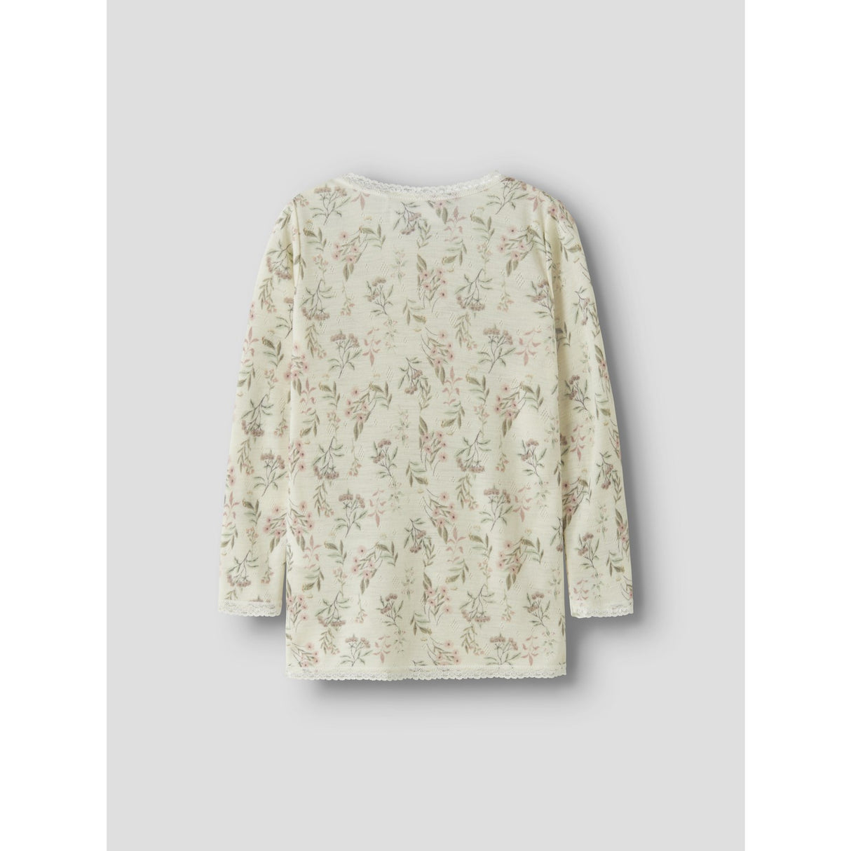 Name It Snow White Flowers + Leafs Nmfwang Uld Needle Ls Top Noos