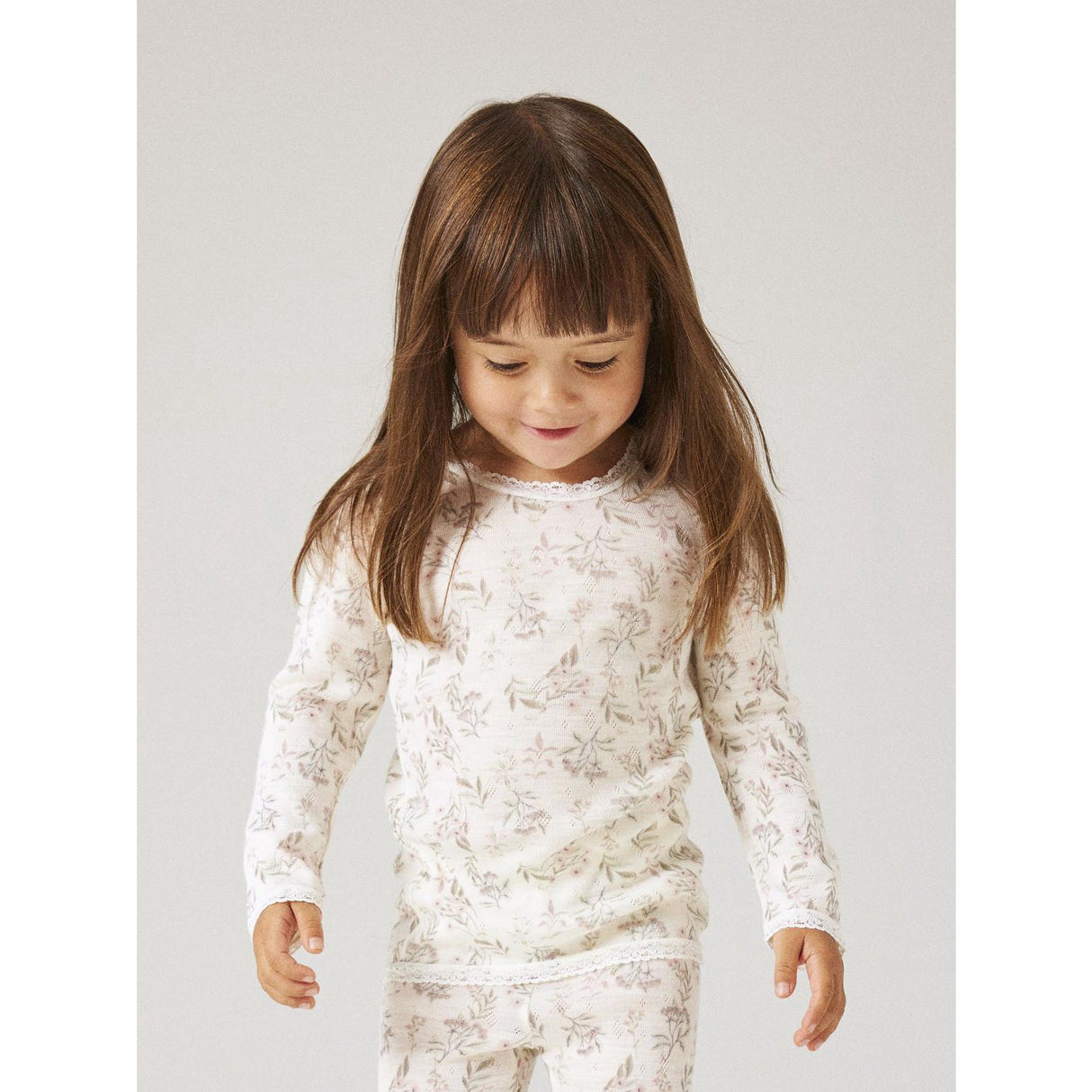 Name It Snow White Flowers + Leafs Nmfwang Uld Needle Ls Top Noos
