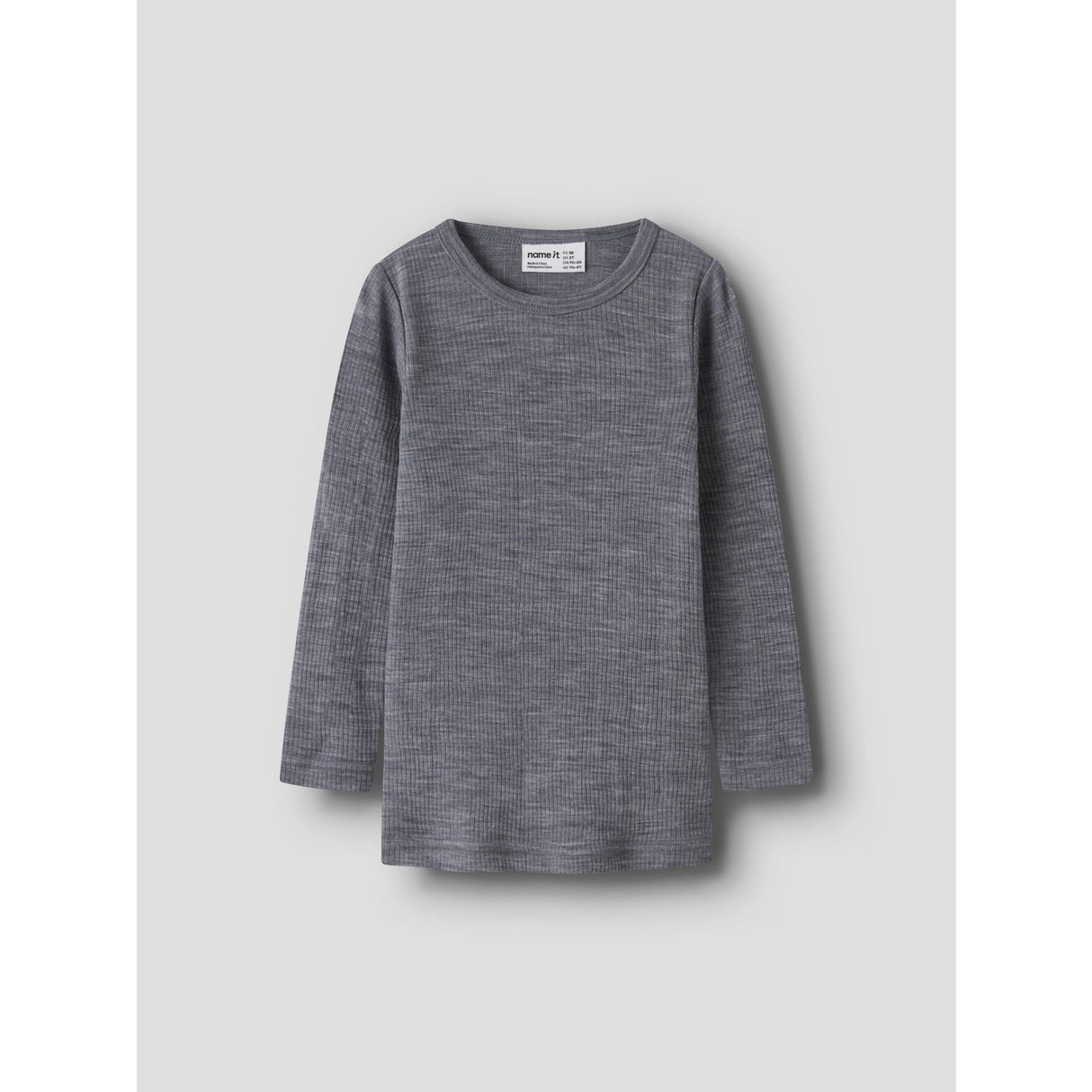 Name It Folkstone Gray Nmnwax Uld Rib Ls Top Noos