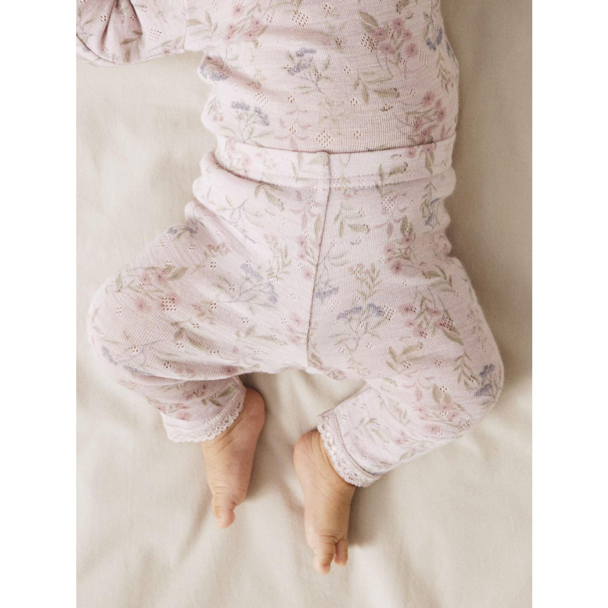 Name It Violet Ice Flowers And Leafs Nbfwang Uld Needle Leggings Noos
