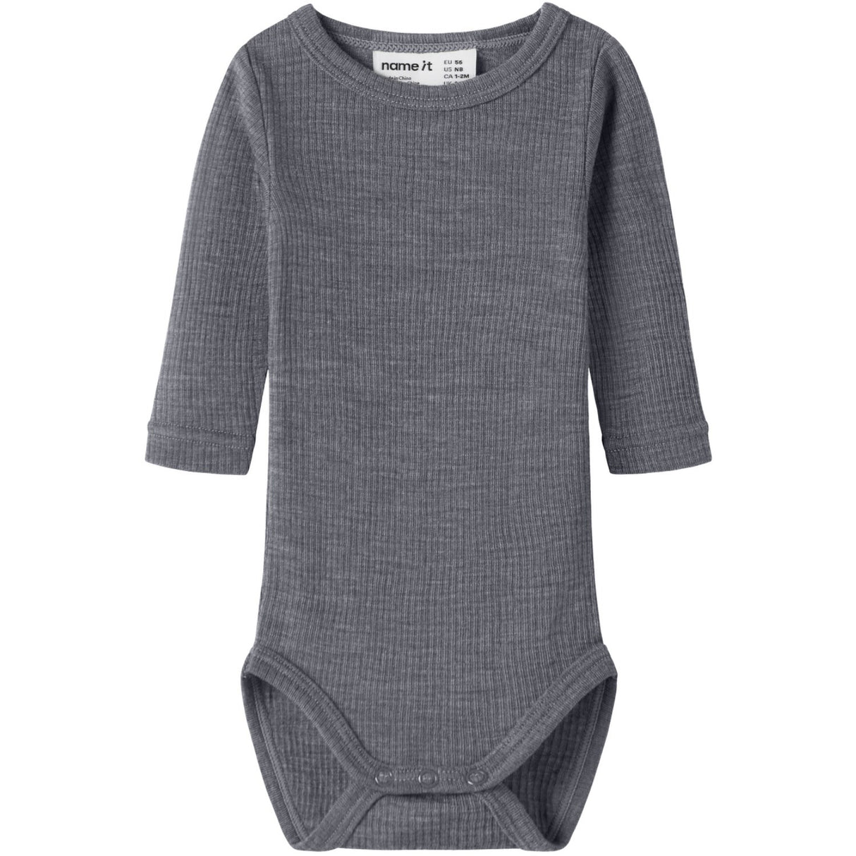 Name It Folkstone Gray Nbnwax Uld Rib Ls Body Noos