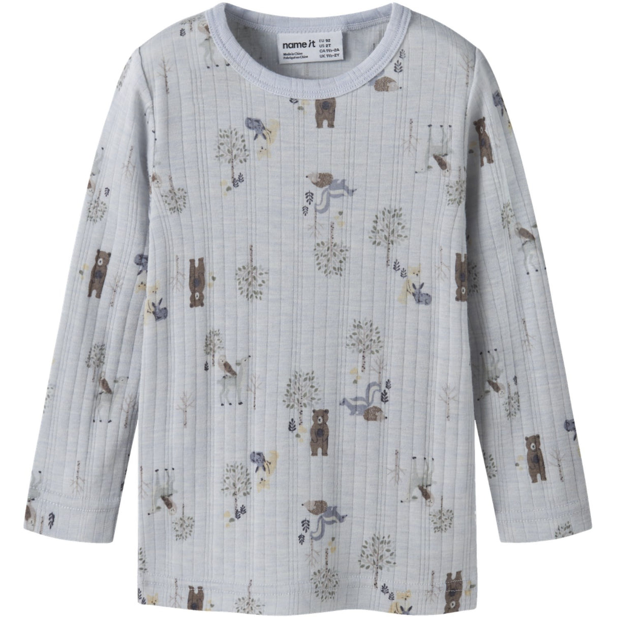 Name It Arctic Ice Forest Animals Nmmwang Uld Needle Ls Top Noos