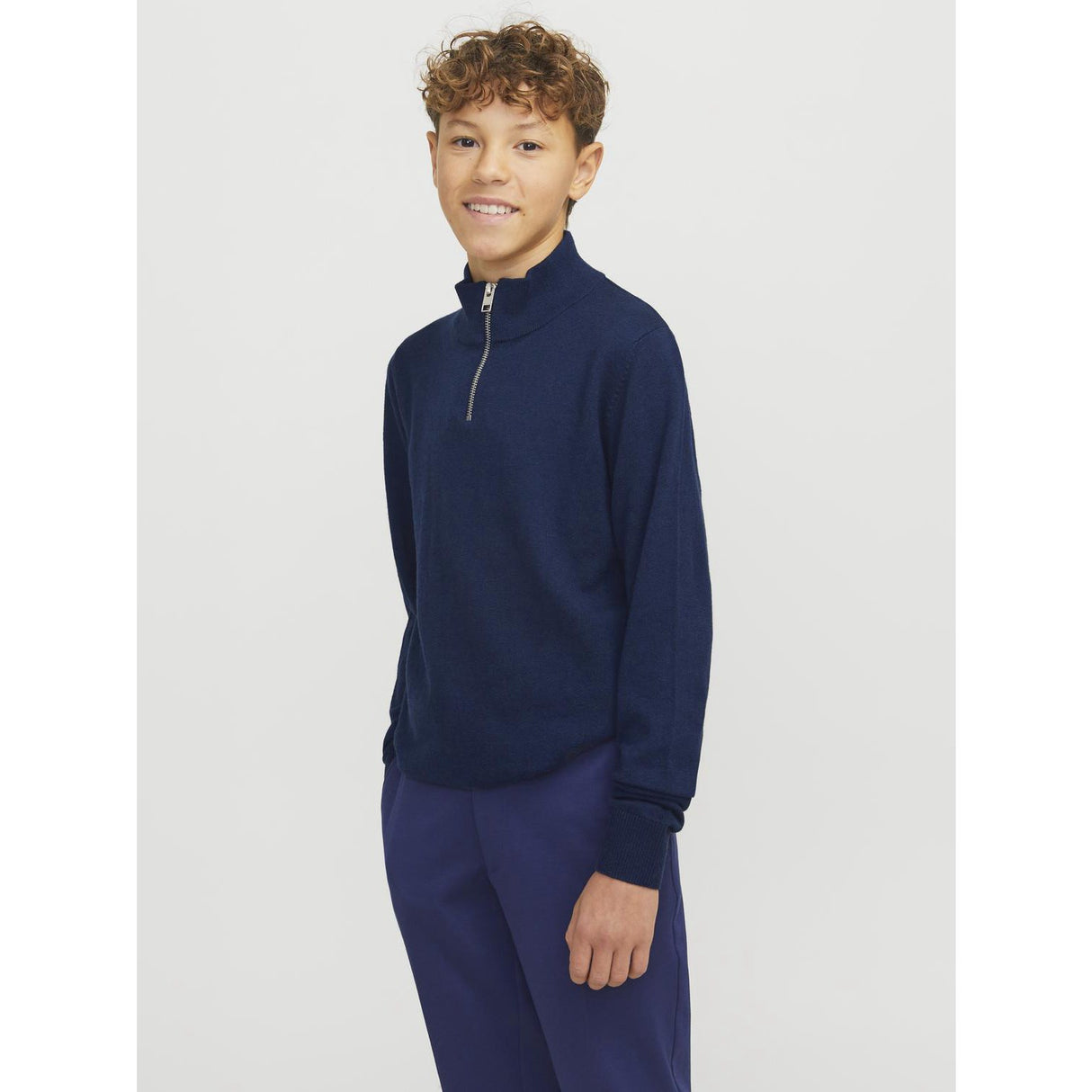 Jack & Jones Junior Navy Blazer Jjeemil Strik Half Zip Noos Jnr