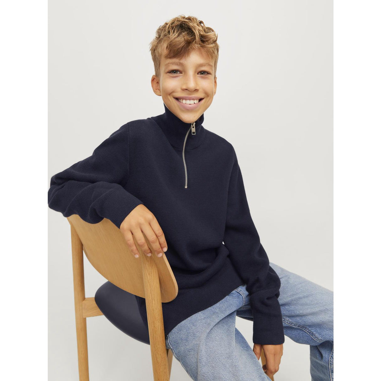 Jack & Jones Junior Night Sky Jprblamilano Stitch Strik Half Zip Jnr