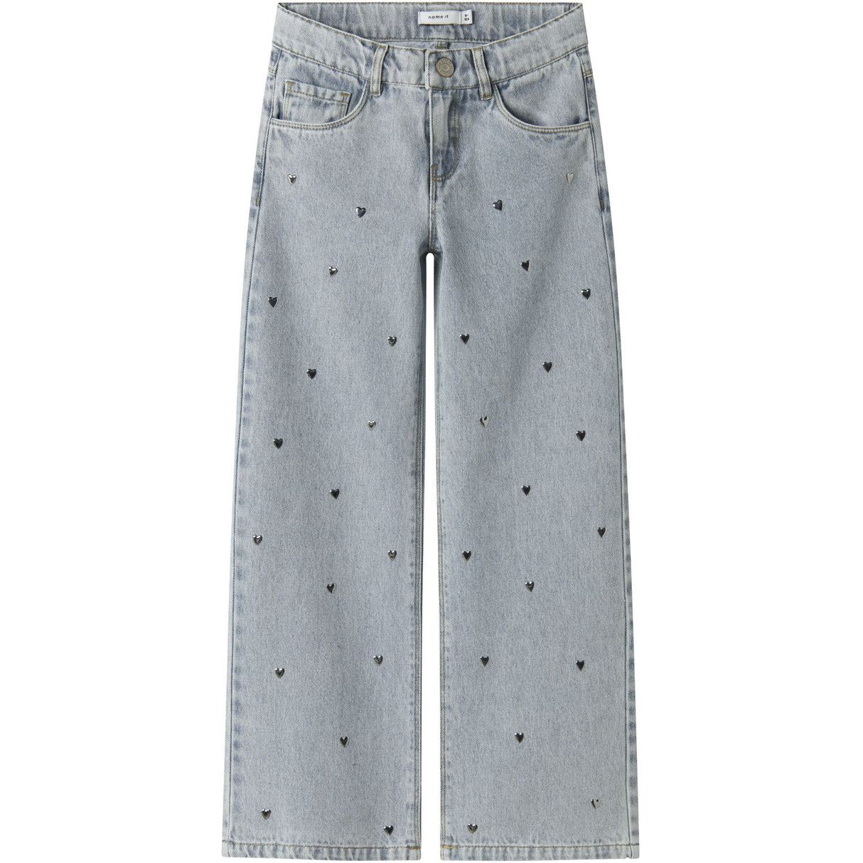 Name It Light Blue Denim Nkfrose Wide Heart Studs Jeans 2021-Za D