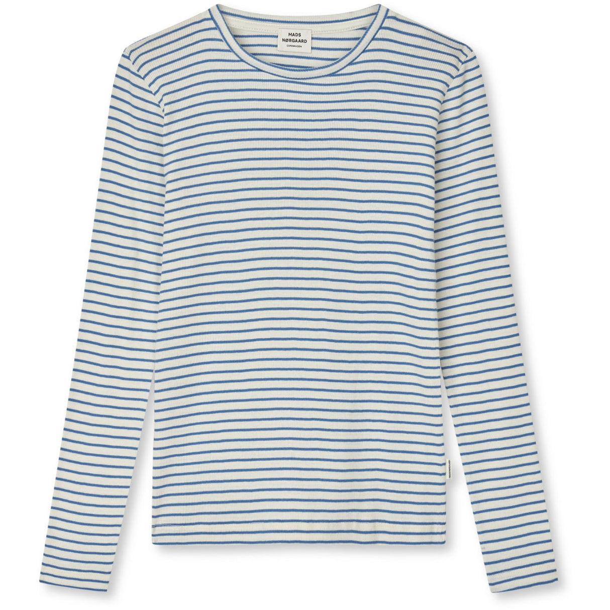 Mads Nørgaard Vanilla Ice/Bright Cobalt 2X2 Bomuld Stripe Talino Tee L/S