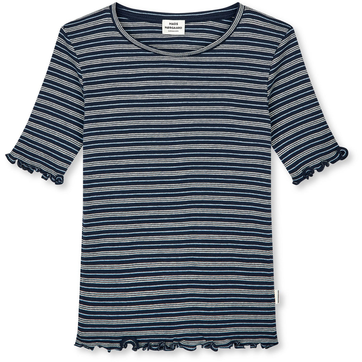 Mads Nørgaard Sky Captain/Vanilla Ice/Cashme 2X2 Bomuld Stripe Stripe Tuviana Tee