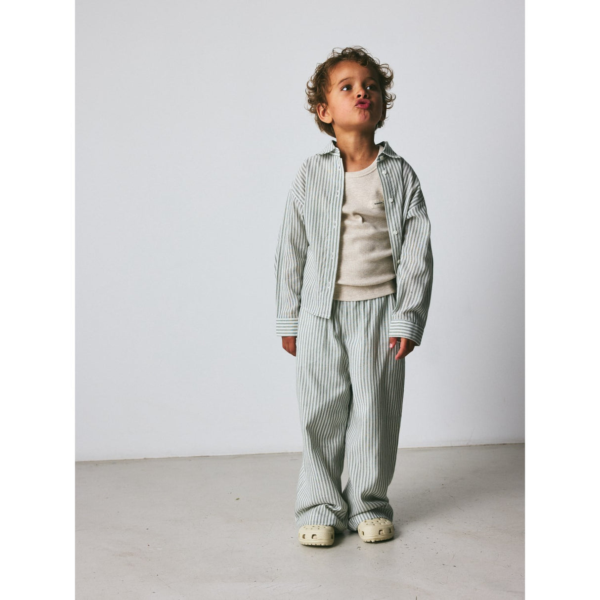 brunobruno nation Agave Green Stripe Nohrla Stripe Skjorte