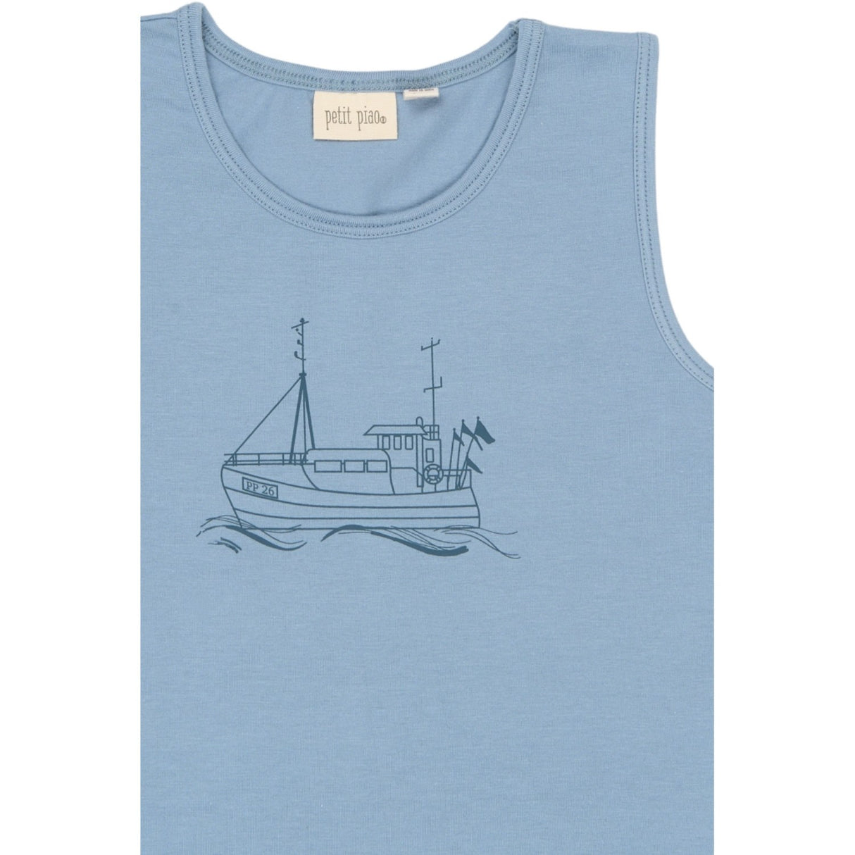 Petit Piao Illusion Blue Boat AOP PPStar Boys Undertrøje 2-pack