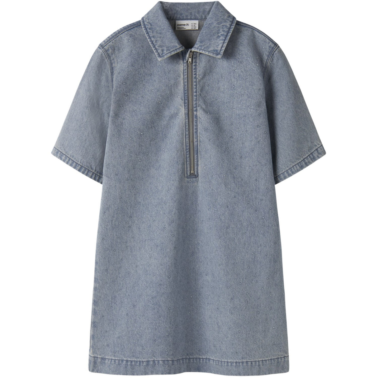 Name It Special Blue Grey Denim Nkfrain 2/4 Loose Dnm Kjole 4577-Im
