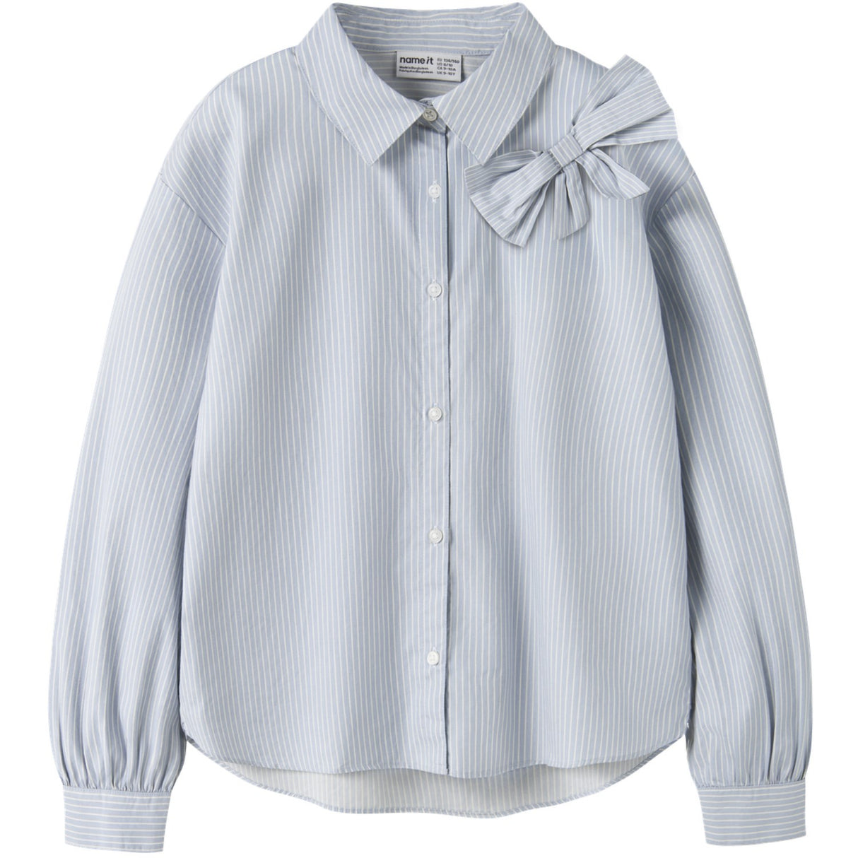 Name It Subdued Blue Antique White Nkfkamesa Ls Rlx Skjorte