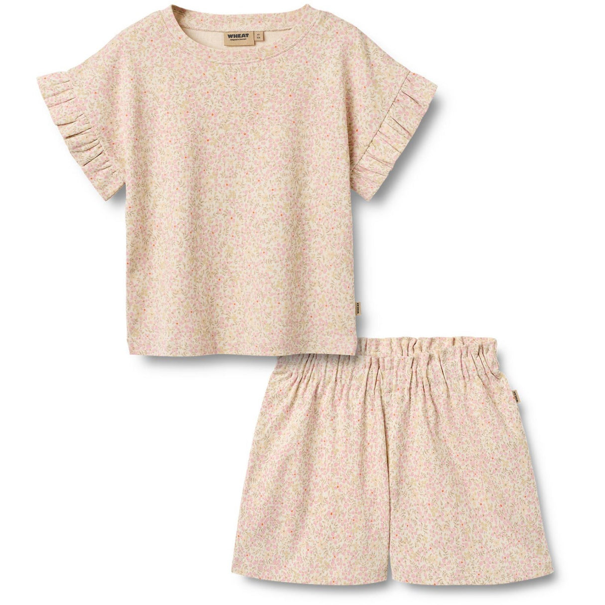 Wheat Coral Flowers Sæt T-shirt & Shorts Ally