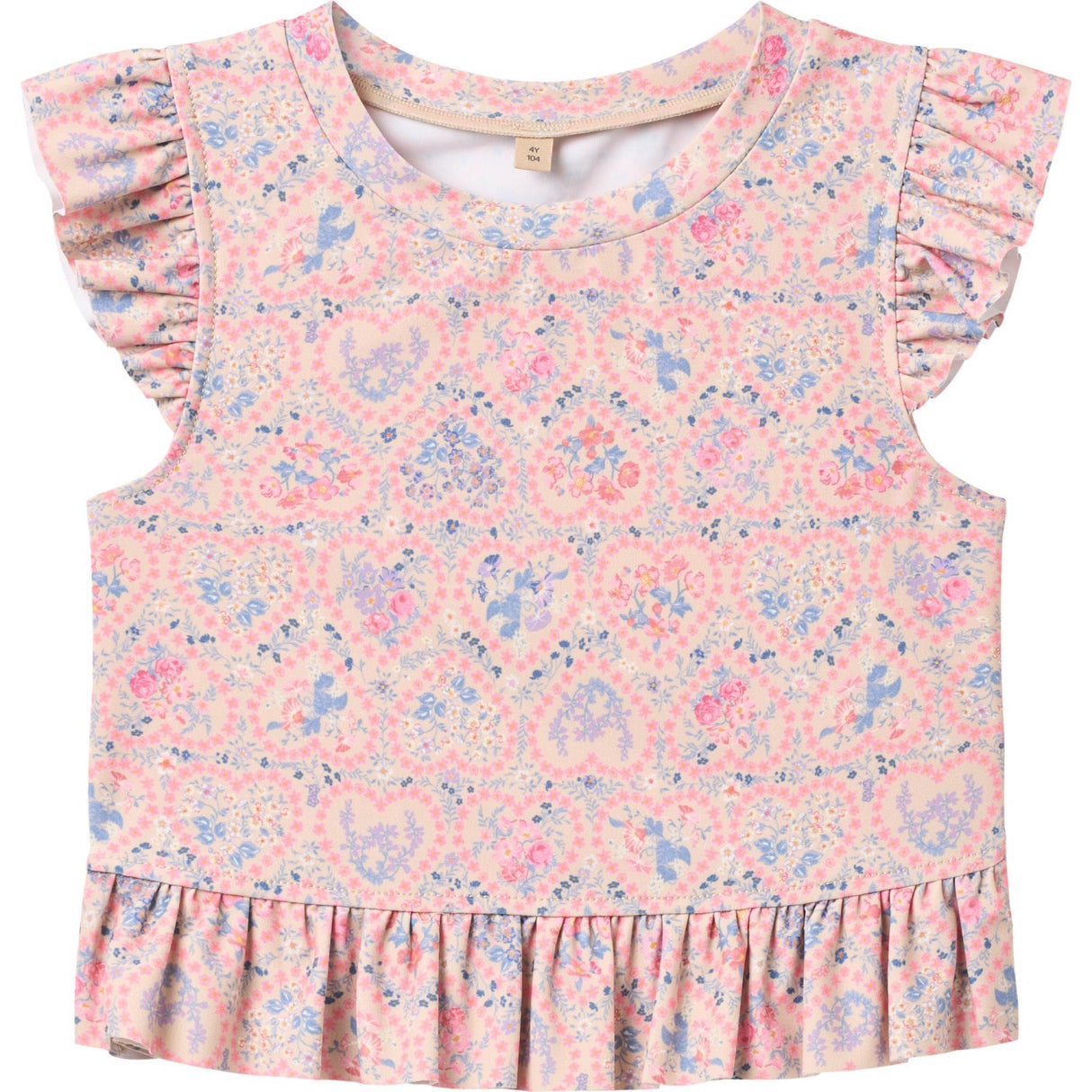 Wheat Pink Heart Flowers Swim Sæt 2-piece Alma