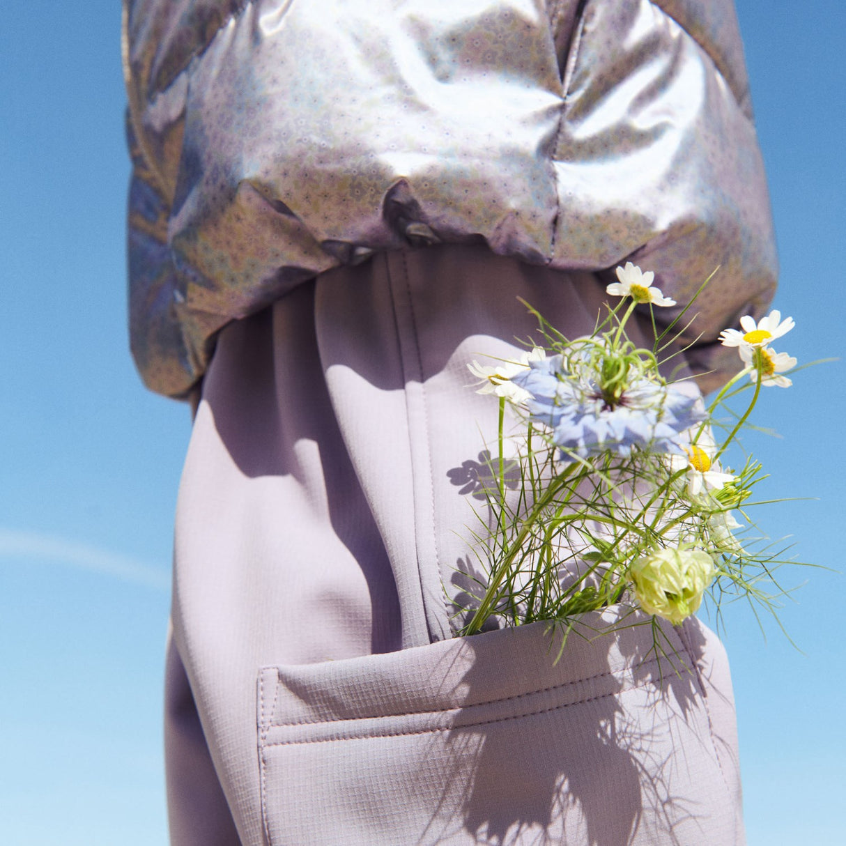 Wheat Silver Sky Flower Lightweight Puffer Jakke Ullu