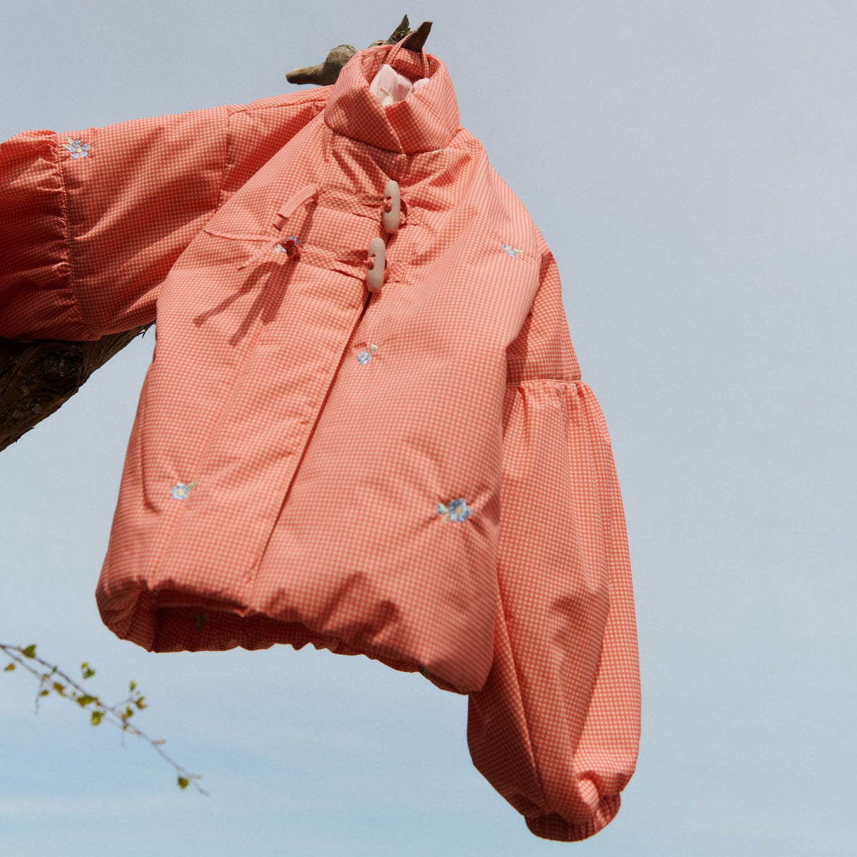 Wheat Red Check Lightweight Puffer Jakke Sola