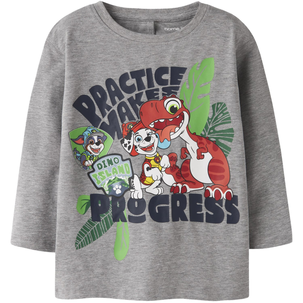 Name It Grey Melange Nmmjik Paw Ls Nreg Top Box Noos Cplgm