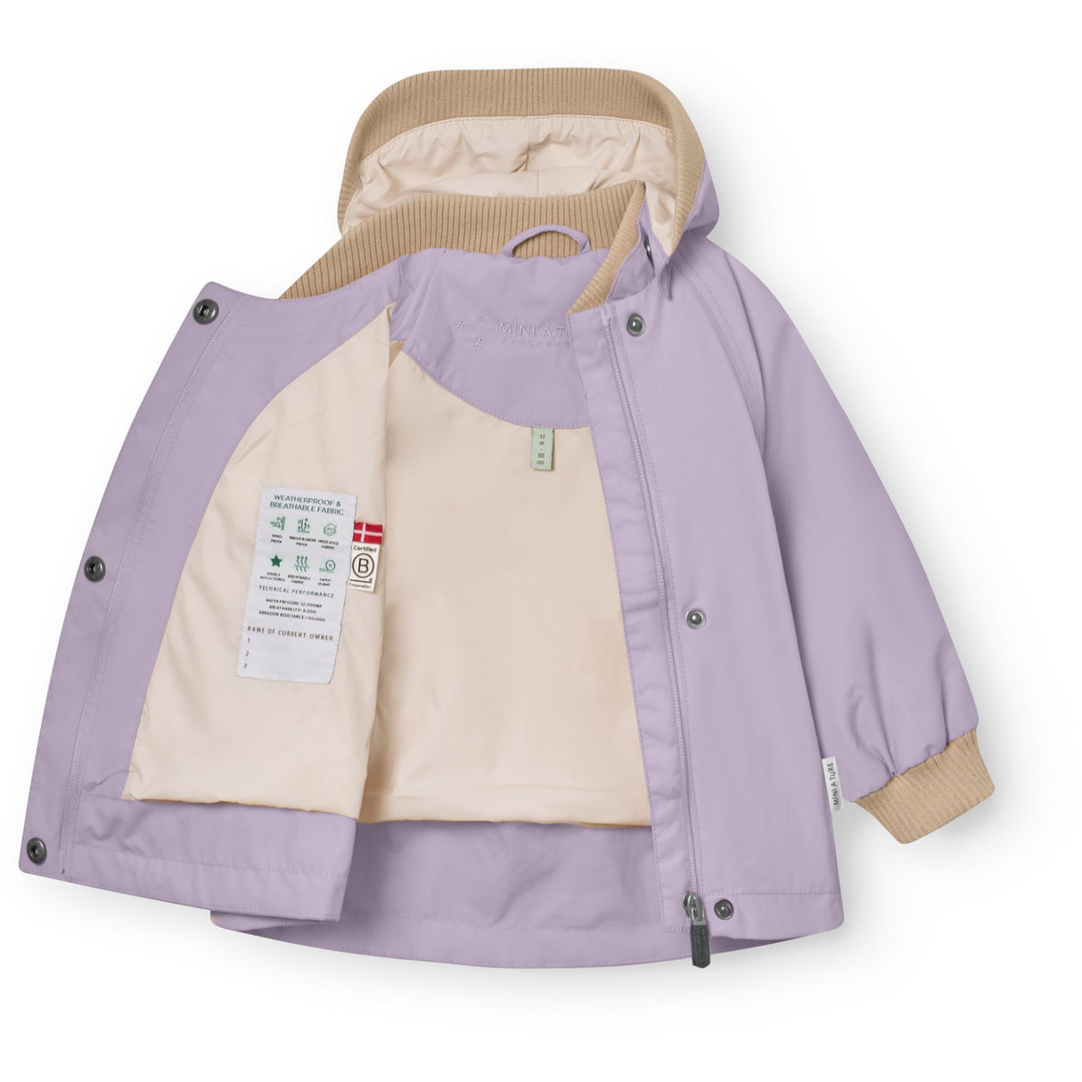 Mini A ture Minimal Lilac Matwai Jacket. Grs