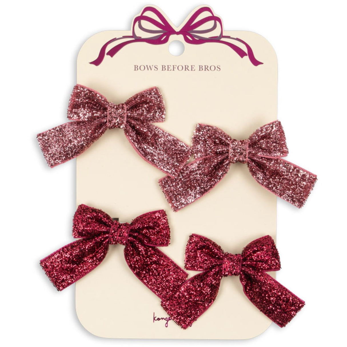 Konges Sløjd Pink Mix 4 Pak Glitter Sløjfe Hair Clips