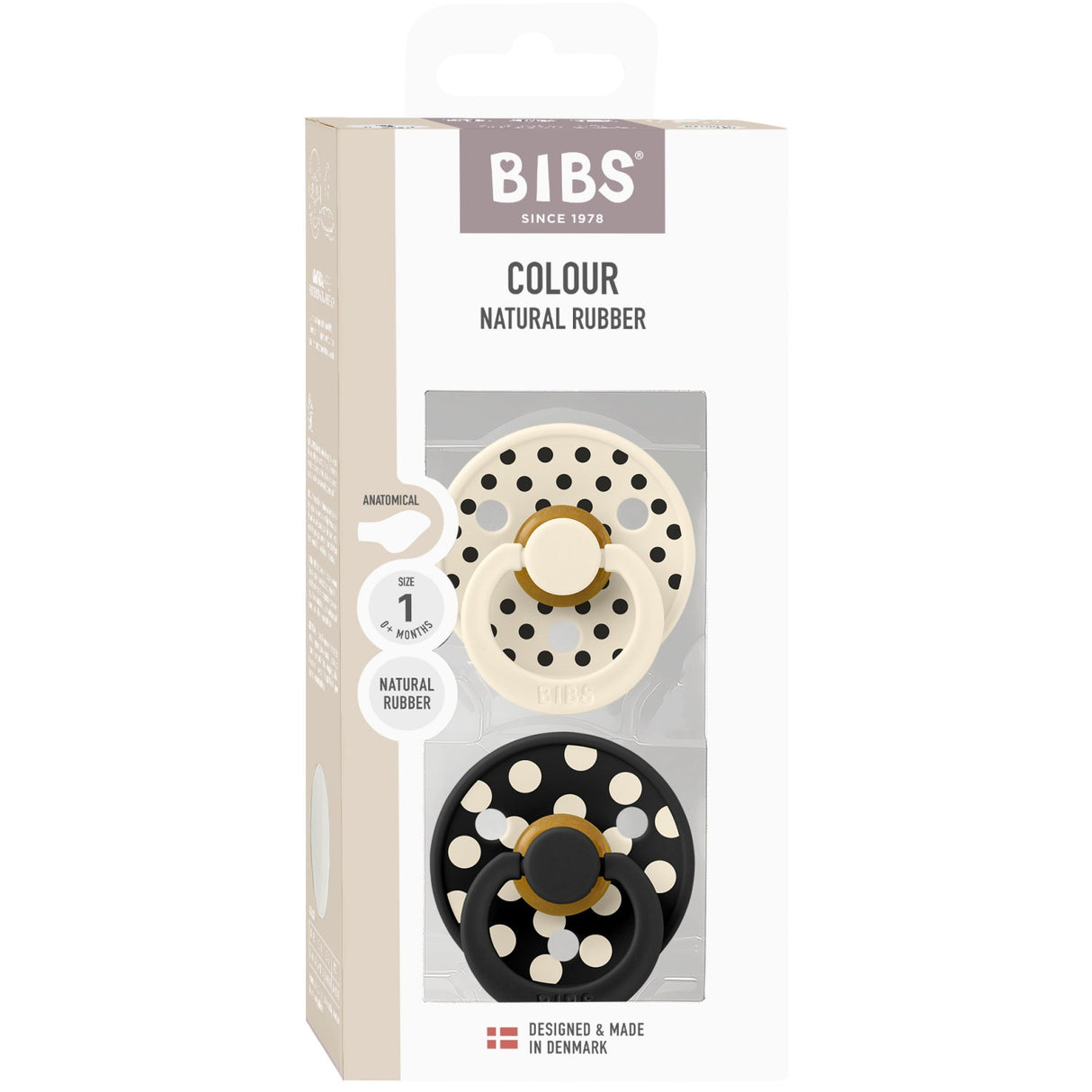 Bibs Ivory/Black Sut Studio Colour 2-Pak Polka Anatomical Latex