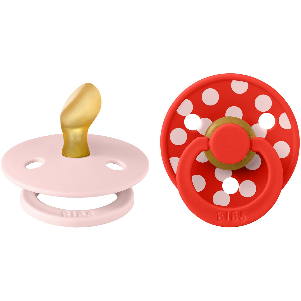 Bibs Blossom/Candy Apple Sut Studio Colour 2-Pak Polka Anatomical Latex