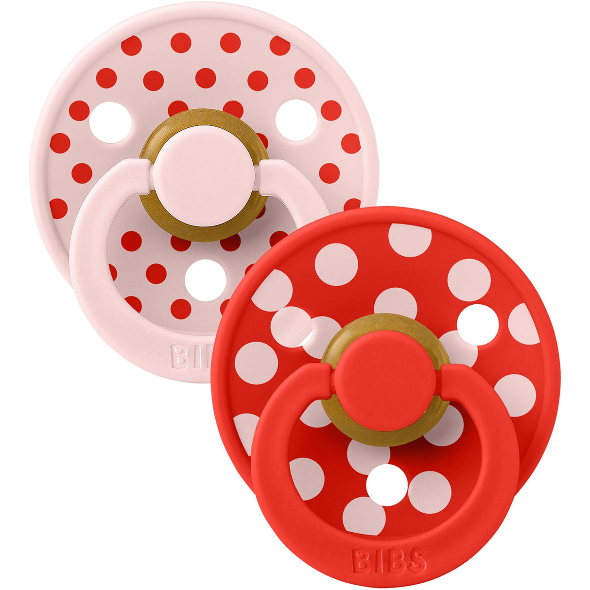 Bibs Blossom/Candy Apple Sut Studio Colour 2-Pak Polka Anatomical Latex