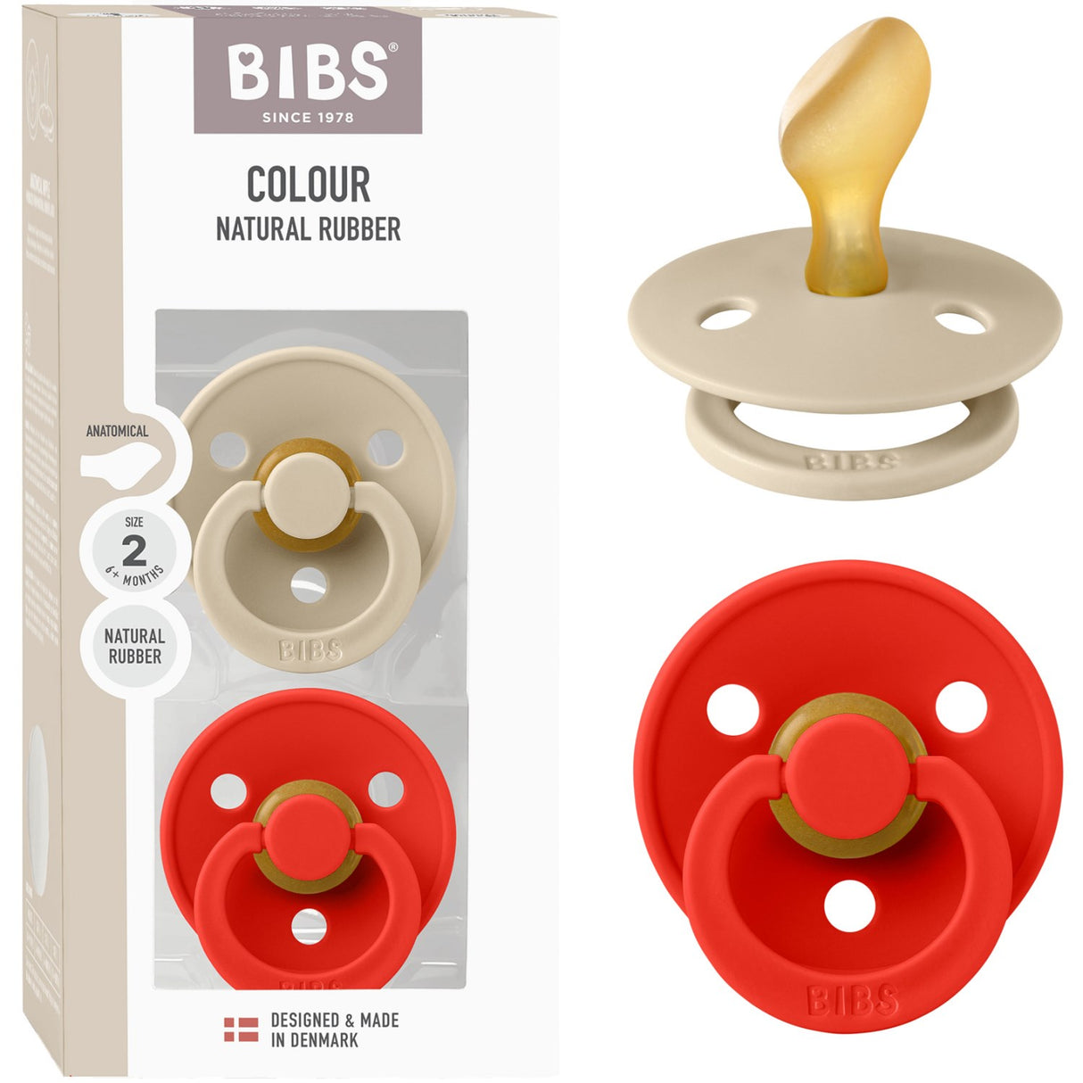 Bibs Vanilla/Candy Apple Sut Colour 2-Pak Anatomical Latex