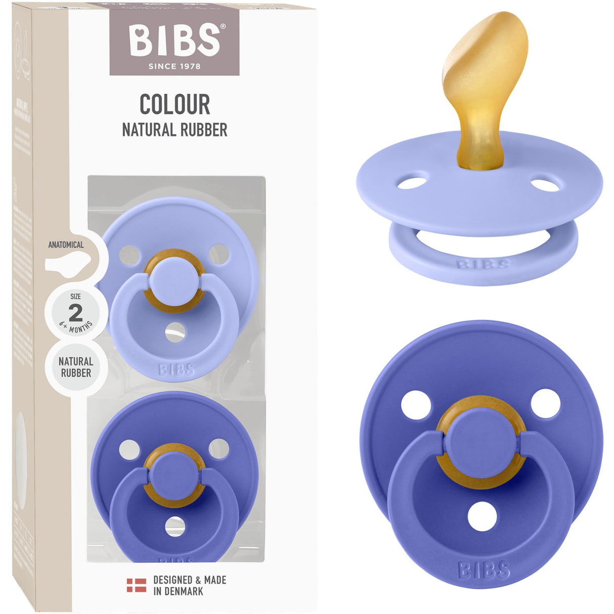 Bibs Hush/Grape Sut Colour 2-Pak Anatomical Latex