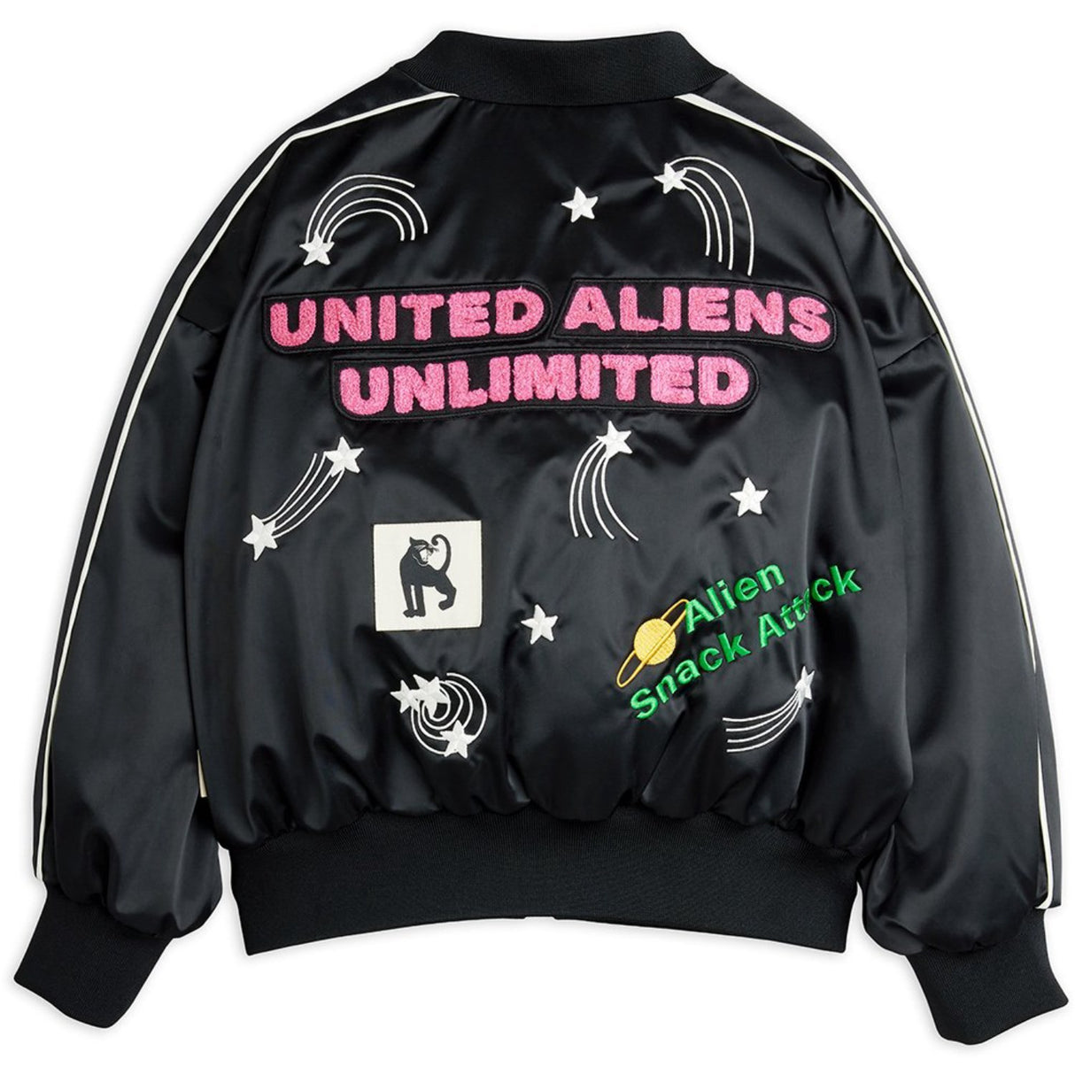Mini Rodini Black United Aliens Unlimited Satin Baseball Jakke