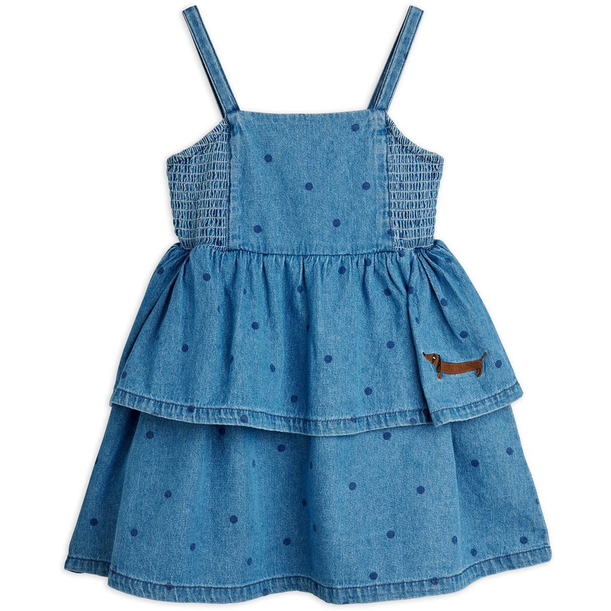Mini Rodini Blue Lw Denim Dots AOP Strop Kjole