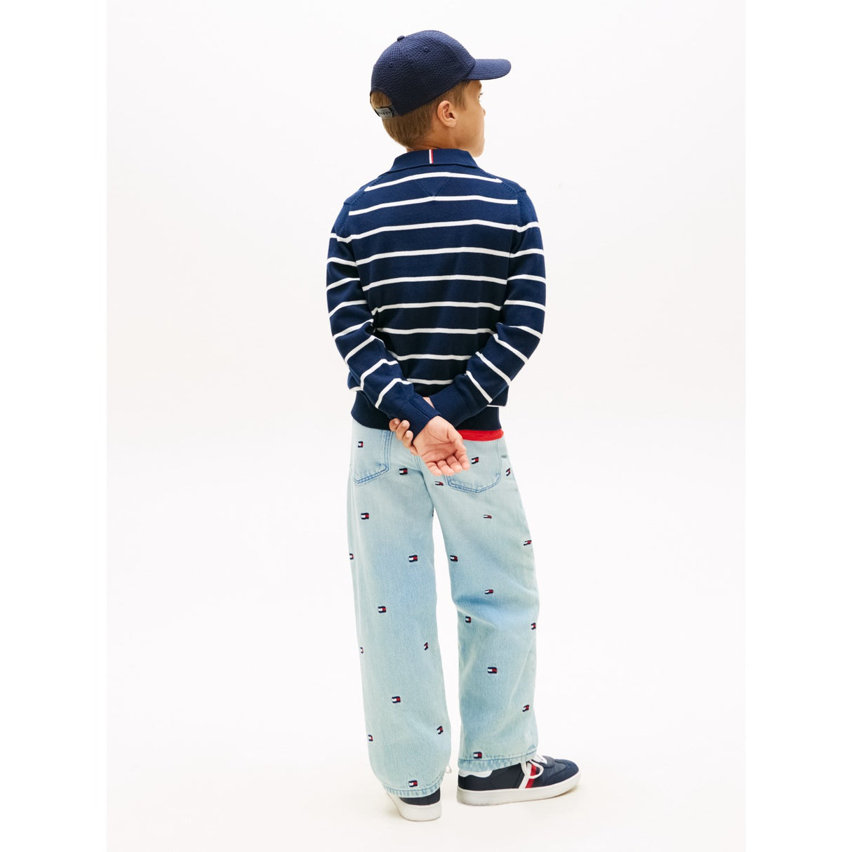 Tommy Hilfiger Dark Night Navy Stripe Polo Krave Sweater Ls
