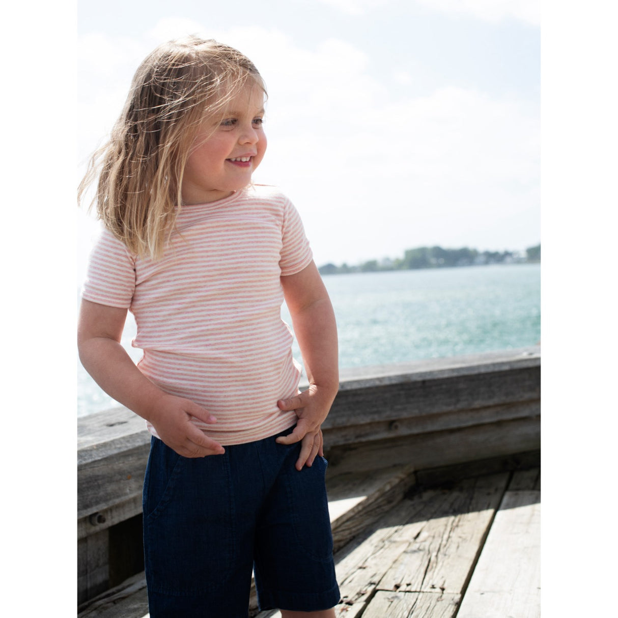 Serendipity Coral/Offwhite T-Shirt Stripe