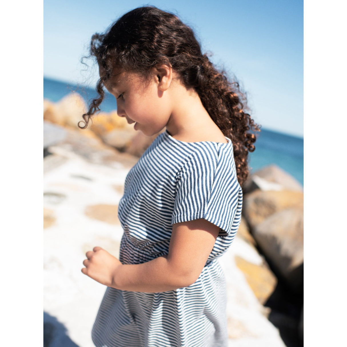 Serendipity Navy/Offwhite Strand Kjole Stripe