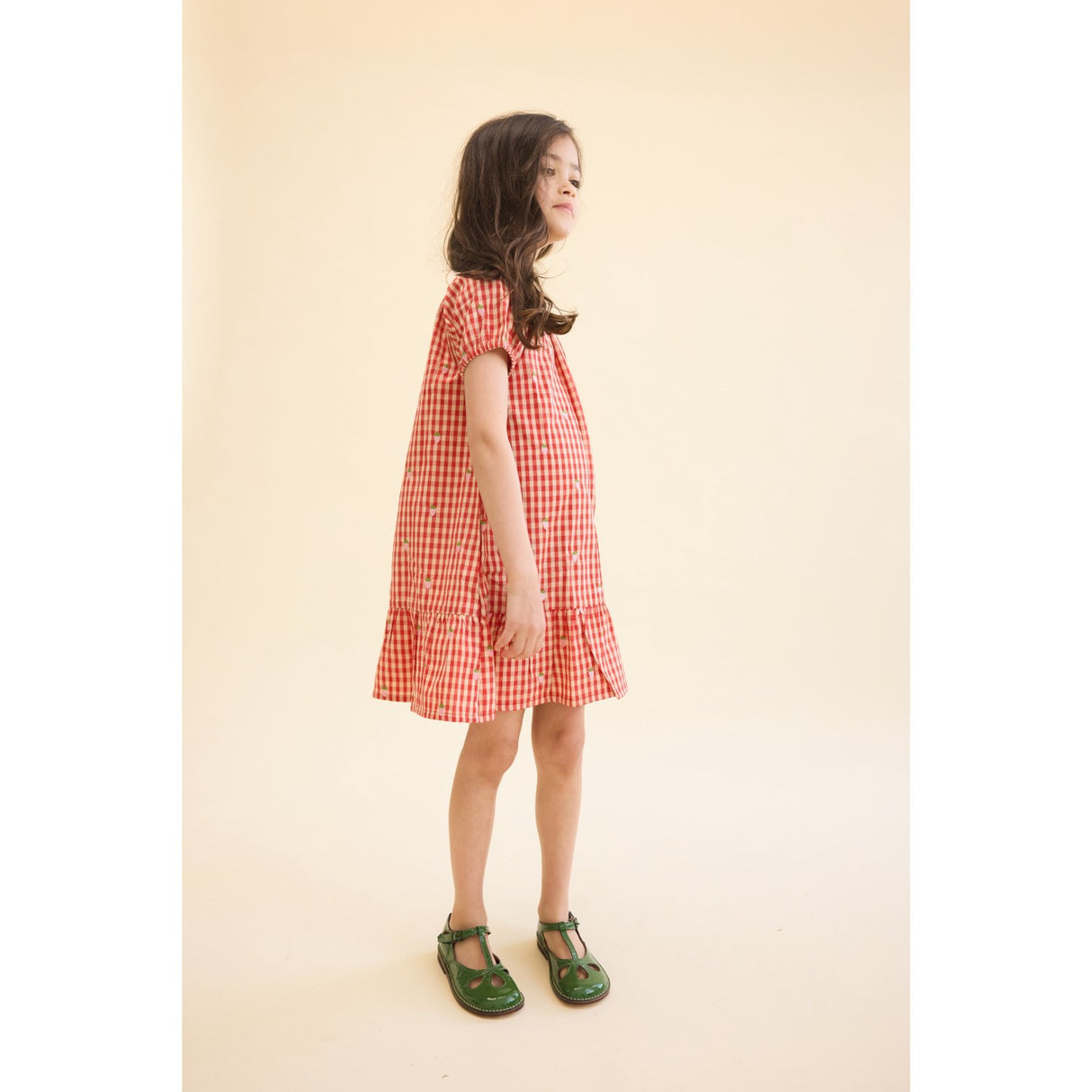 Flöss Red-pink Berry Gingham Molly Pineberry Kjole